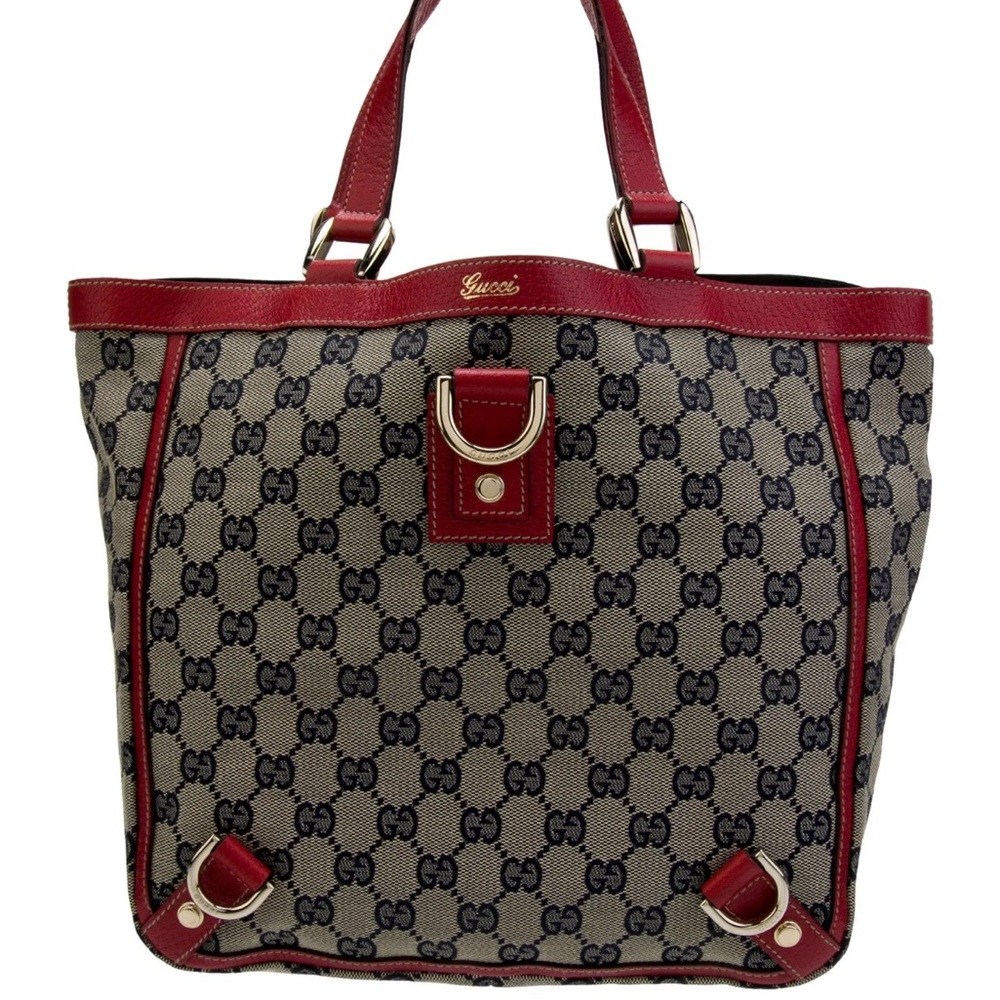 *SOLD* Gucci Gg Canvas Navy Red Tote Bag Abbey D-Ring Tote Bag